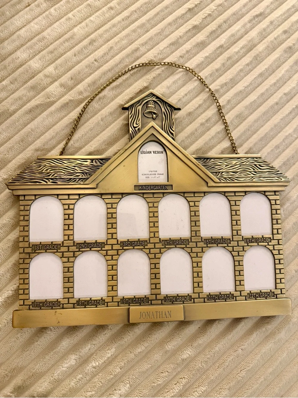 Gold Schoolhouse Multi-Photo Frame with Nameplate - Gold Finish